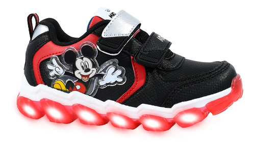 Zapatillas Footy Disney Mickey Mouse Luz Led Velcro Abrojo