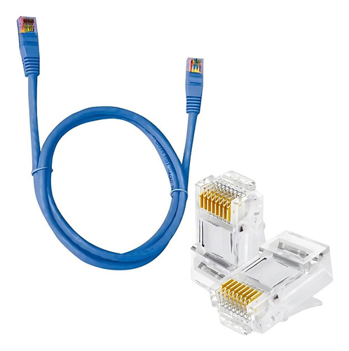 Kit Com 5 Cabos De Rede Cat 5 Azul Rj45m/rj45m