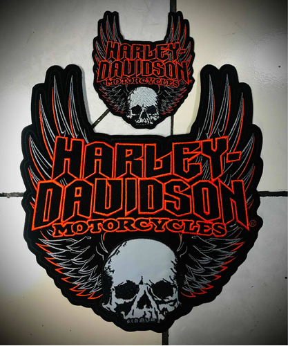 Parche Bordado Biker Harley Davidson Skull Wings