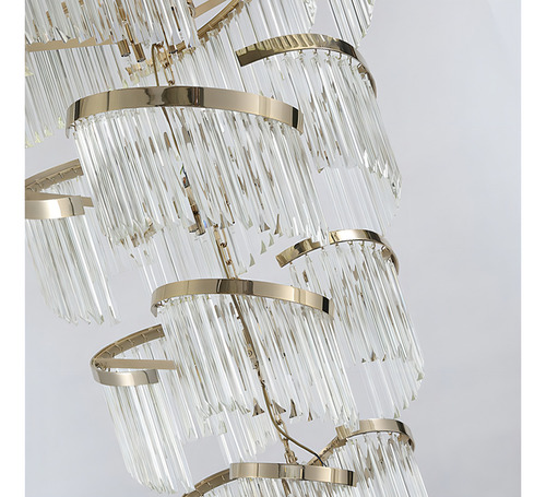 Pendente Lustre 200cm Metal Cristal Dourado Sindora Dcd06516 110v/220v