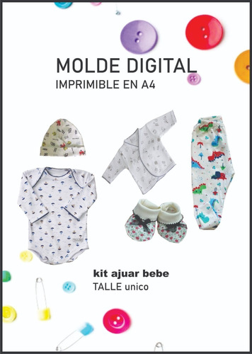 Kit Molde Digital Ajuar Bebe Incluye 5 Prendas