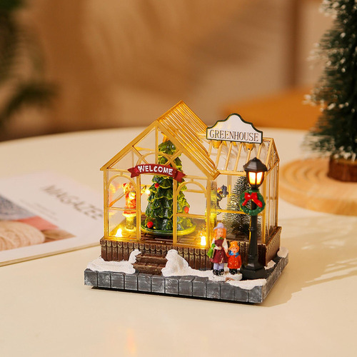 D Casa De Navidad De Mesa Led, Casas De Pueblo Con Escena