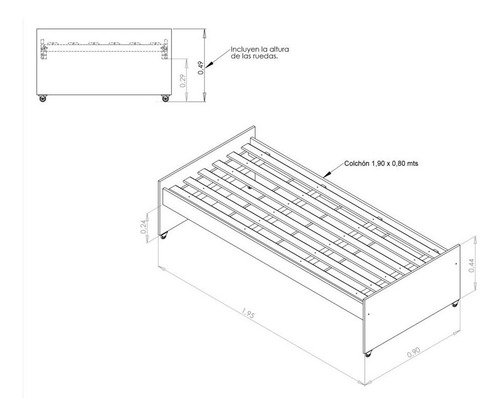 Cama Nido Triple Superpuesta 3 En 1 - Camas Cuchetas 1 Plaza (80 Cm) - 1702-3-8