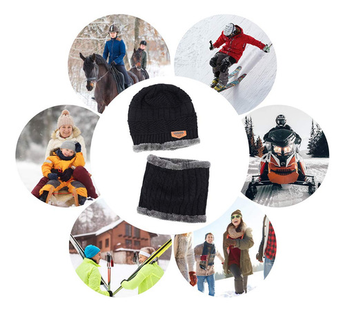 Cálido Conjunto De Gorro Y Bufanda De Invierno.