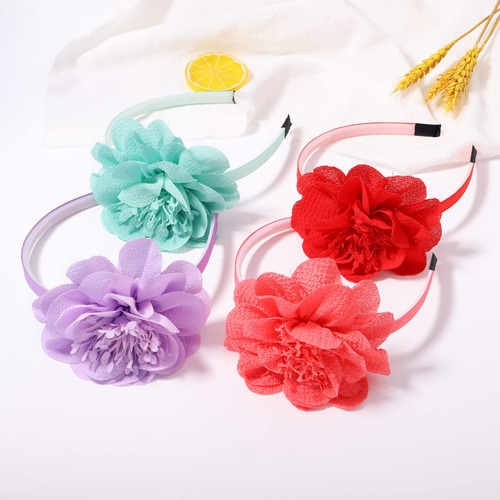 12 Diademas De Flores De Gasa Para Niñas Accesorios De Cab