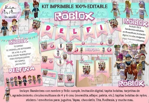 Kit Imprimible Roblox Niña Pastel 100% Editable