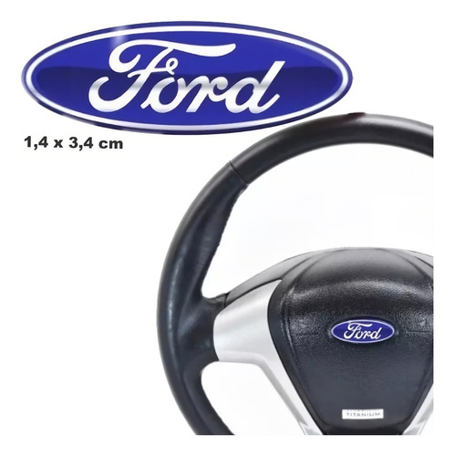 Adesivo Volante Ford Resinado 1,4x3,4 Cm Res01