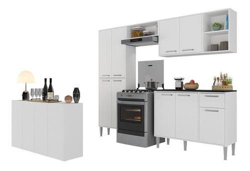 Cozinha C/ Buffet/aparador Siena Multimóveis Mp2041 Branca