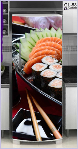 Adesivo Envelopar Geladeira Inteira Oriental Hashi Sushi +hd