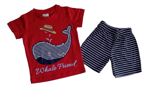 Conjunto Para Niño Playera Short Delfin Algodón D'lurig Kids