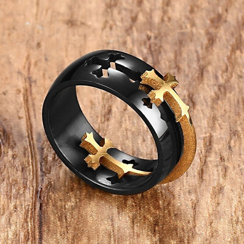Anillo Desmontable Caballero Templario Cruz Black Punk Cruss