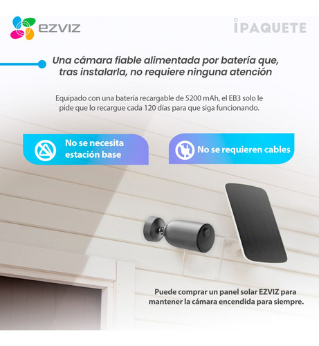Cámara Seguridad Ezviz Ip Exterior Wifi Batería 2k + 64gb