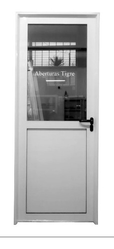 Puertas Aluminio Blanco 90x200 1/2 Vidrio Entero 4mm