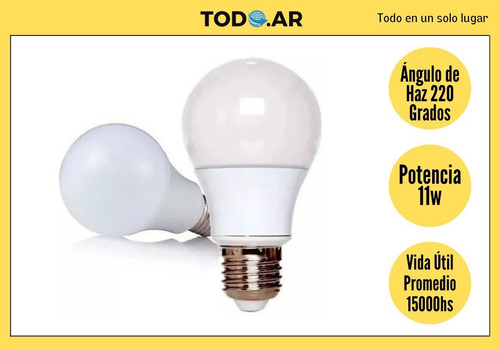 Imagen 2 de 7 de Foco Led Bajo Consumo-luz Fria 11 W .x 40 Unidades.