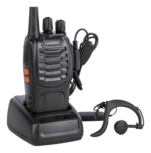 Kit X 6 Handy Radio Gadnic Uhf Walkie Talkie 16ch Vox + Auriculares Color Negro Manos Libres