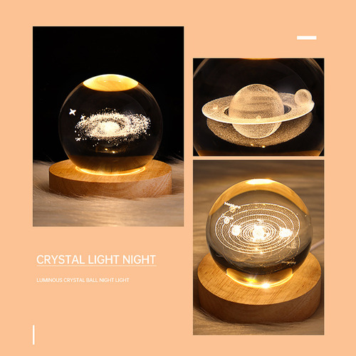 Luz De Noche De Bola Cristal De 3d Nebulosa Para Dormitorio