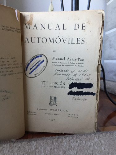 Manual De Automoviles Edicion 17 Arias Paz 1951