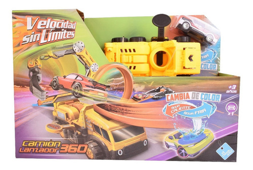 Pista Camión Lanzador 360 Con Vehículo Cambia De Color Color Amarillo
