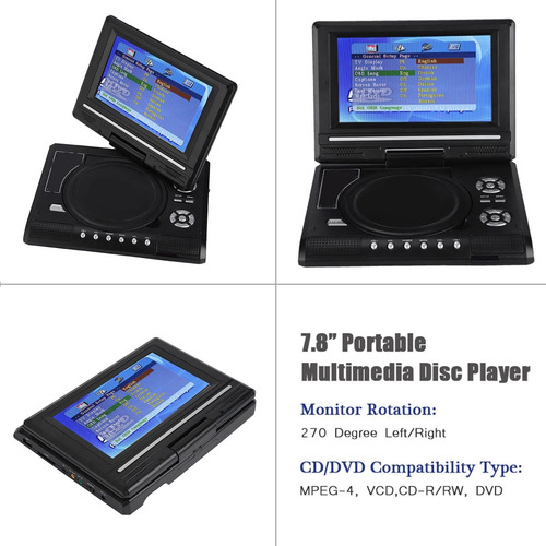 Reproductor De Dvd Portátil De 7 Pulgadas Con Pantalla
