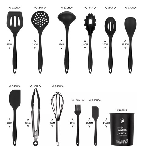 Set Cocina 12 Pcs Silicona Antiadherentes Gastronomicos