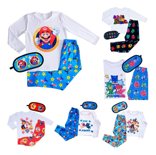 Pack Combo 3 Pijamas Moda Infantil C/antifaz 