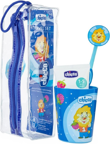 Set Dental De Viaje Chicco 3-6 Años Vaso, Pasta Y Cepillo 