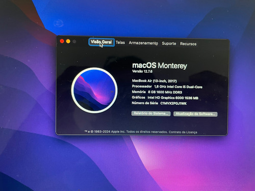 Macbook Air 13' 2017 Core I5 128gb Prateado Prateado (Usado)