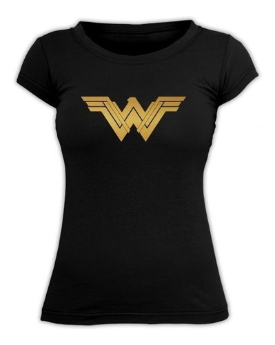 Remera Mujer Maravilla Logo Dorado Wonder Woman Algodón