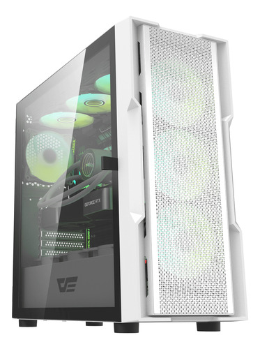 Gabinete Gamer Darkflash Dk431 Mesh E-atx 4 Fans A-rgb Incl Blanco