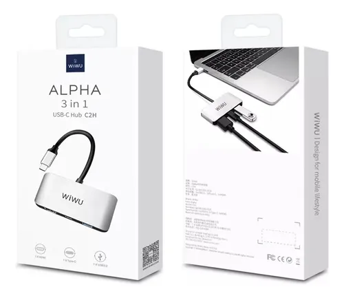 Wiwu Alpha C2h Hub 3 En 1 Usb-c Usb 3.0 Hdmi Gray _ap