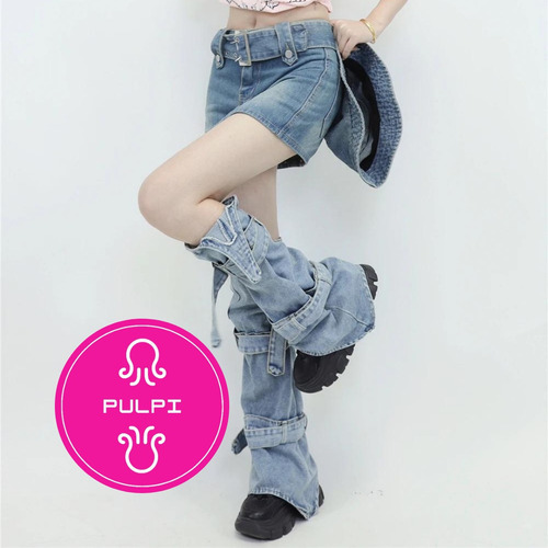 Calentitos Polaina Jean Denim Punk Grunge Y2k Aesthetic