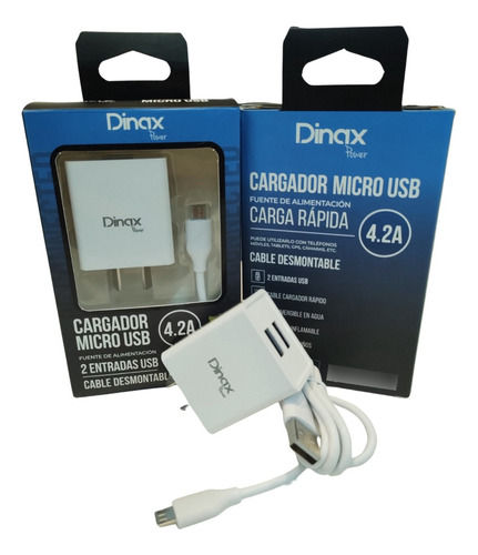 Cargador Micro Usb V8 Doble - Carga Rápida 4.2a - Dinax