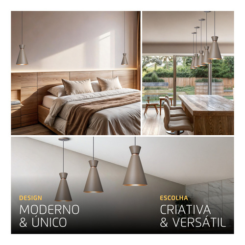 Kit 4 Pendente Lustre Luminária Pequim Fendi 30cm Cor Marrom