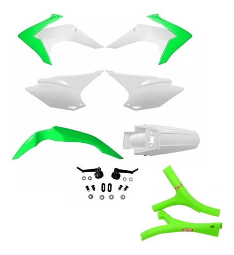 Kit Plástico Crf230 2015 2017 Avtec Branco Verde + Protetor
