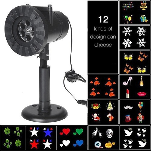 12 Projetor Natal Led Natalino Desenhos Laser Espeto Jardim