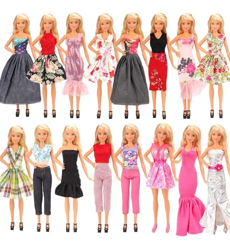 Kit De Acessórios Roupas Para Boneca Barbie e Ken - Sheilinha