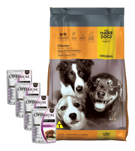 Three Dogs Original Perro Cachorro Grande 15 Kg + Promo!