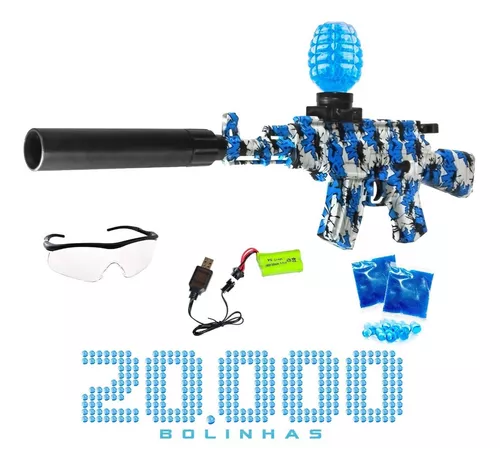 Kit com Duas Armas de Brinquedo Lançador de Bolinhas de Gel Blaster  Metralhadora com 20000 Munições (Azul e Vermelha) (Vermelho e Vermelho)