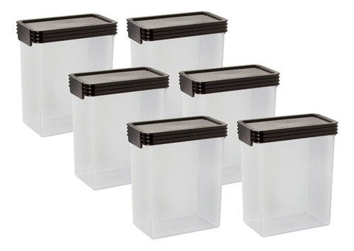 Imagen 2 de 7 de Set 6 Contenedor Hermético Táper Organizador Plástico 2400cc