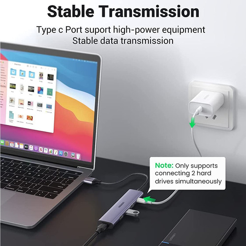 Hub Ugreen Adaptador Usb 3.0 Para 4x Usb 3.0 Cinza