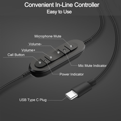 Audífono Usb Tipo C Dorado Con Micrófono De Cancelación De