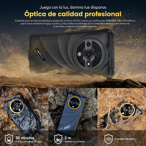 Ulefone Armor X31 Pro 5g Dual Sim Teléfono Resistente Android 14 Smartphone 6.56 16gb Ram 256gb Rom Cámara Nocturna 6050mah Nfc Negro