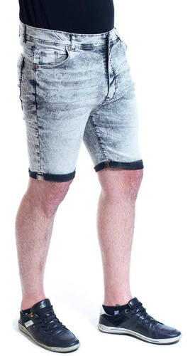 Bermuda Jean Elastizada Gris Lavado