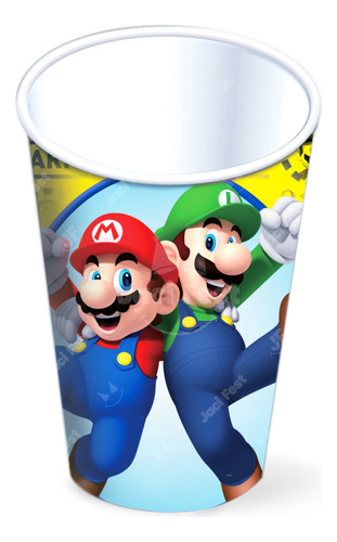 Vasos Decorados Mario Bros 12pzas Artículo Fiesta Mar0h1 