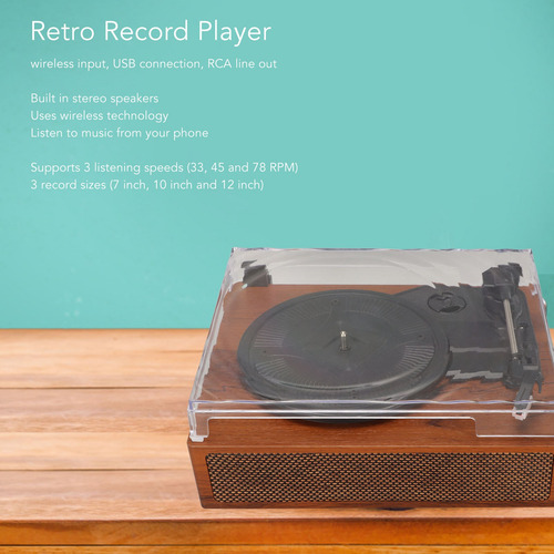 Reproductor De Discos Retro Con Tocadiscos Bluetooth, Disco