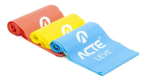 Kit 3 Faixas Elástica Acte Resistente P/ Yoga E Fisioterapia