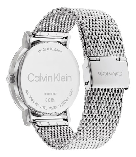 Reloj Pulsera Calvin Klein Men's Slate 43mm Quartz Watch Con Correa De Acero Inoxidable Color Plateado - Fondo Negro