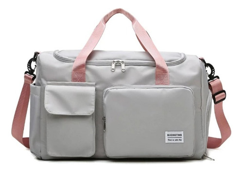 Maleta Deportiva Gym Viaje Bolsa Moda Casual Morral Bcel Xsh Color Gris con Rosa