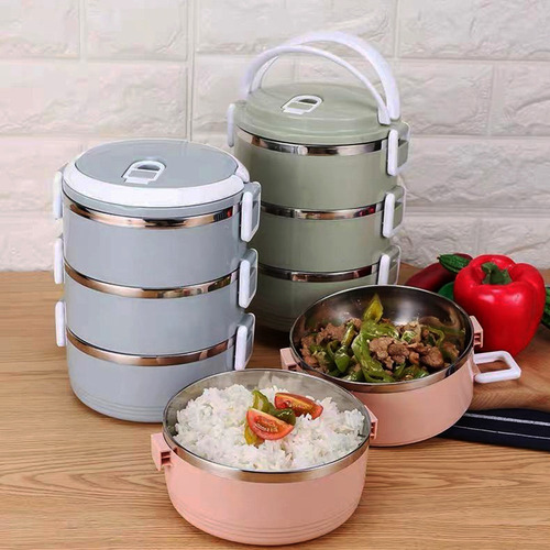 Lunchera Conservadora Vianda Termica Acero 3 Pisos