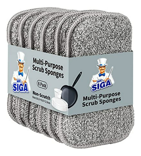 Esp. Para Cocina: Esponjas Mr.siga De Doble Cara, Pack 6.